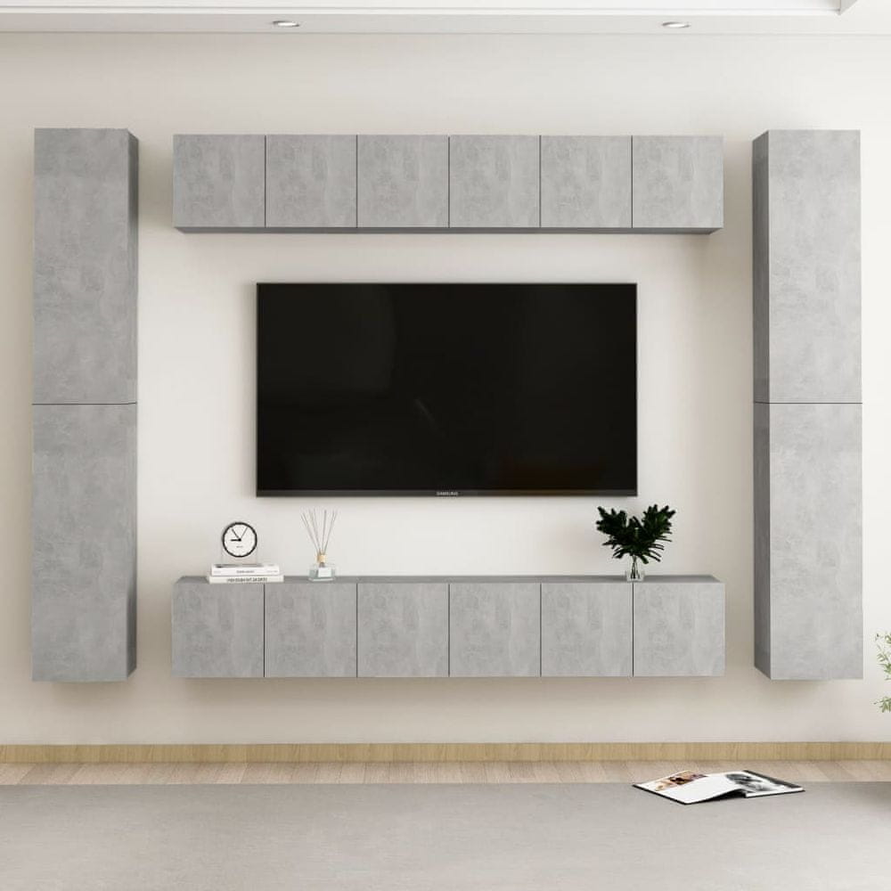 Vidaxl 10-dielna súprava TV skriniek betónovo-sivá drevotrieska